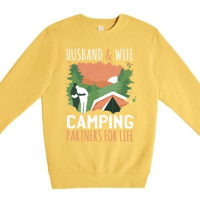 Husband And Wife Camping Partners For Life Meaningful Gift Premium Crewneck Sweatshirt