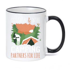 Husband And Wife Camping Partners For Life Meaningful Gift 11oz Black Color Changing Mug