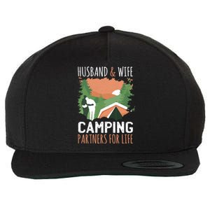 Husband And Wife Camping Partners For Life Meaningful Gift Wool Snapback Cap