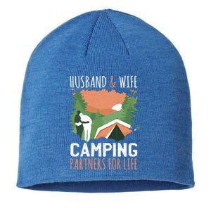 Husband And Wife Camping Partners For Life Meaningful Gift Sustainable Beanie