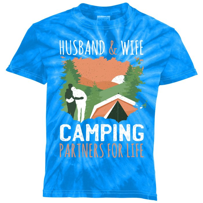 Husband And Wife Camping Partners For Life Meaningful Gift Kids Tie-Dye T-Shirt