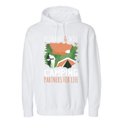 Husband And Wife Camping Partners For Life Meaningful Gift Garment-Dyed Fleece Hoodie