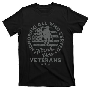 Honoring All Who Served Thank You Veterans Day American Flag T-Shirt