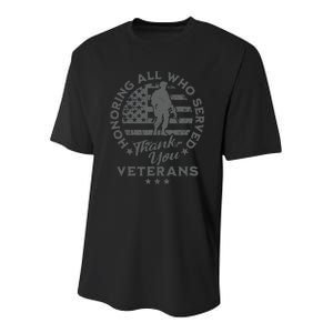 Honoring All Who Served Thank You Veterans Day American Flag Youth Performance Sprint T-Shirt