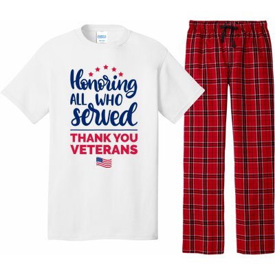 Honoring All Who Served Thank You Veterans Day Pajama Set