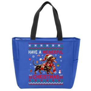 Have A Weinerful Christmas Santa Dachshund Dog Owner Meaningful Gift Zip Tote Bag