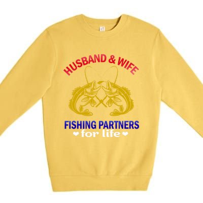 Husband And Wife Fishing Partners For Life Fish Funny Gift Premium Crewneck Sweatshirt