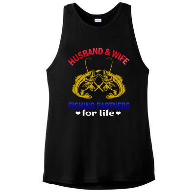 Husband And Wife Fishing Partners For Life Fish Funny Gift Ladies PosiCharge Tri-Blend Wicking Tank