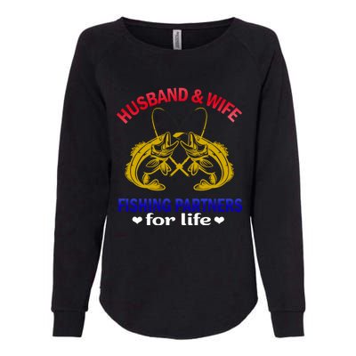 Husband And Wife Fishing Partners For Life Fish Funny Gift Womens California Wash Sweatshirt