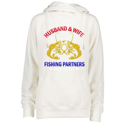 Husband And Wife Fishing Partners For Life Fish Funny Gift Womens Funnel Neck Pullover Hood