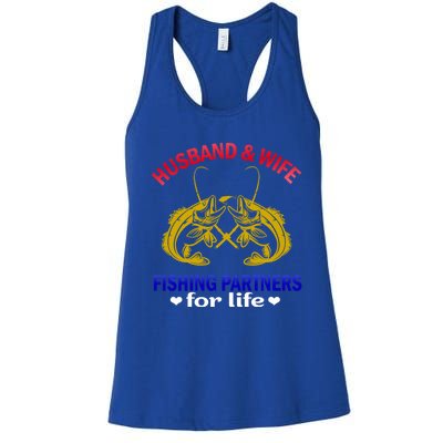 Husband And Wife Fishing Partners For Life Fish Funny Gift Women's Racerback Tank