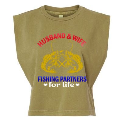 Husband And Wife Fishing Partners For Life Fish Funny Gift Garment-Dyed Women's Muscle Tee