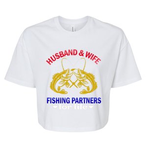 Husband And Wife Fishing Partners For Life Fish Funny Gift Bella+Canvas Jersey Crop Tee