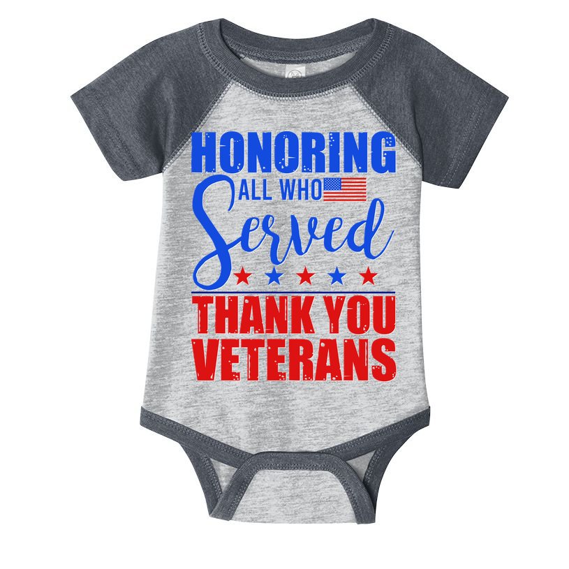 Honoring All Who Served Thank You Veterans Infant Baby Jersey Bodysuit
