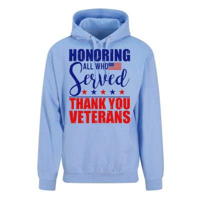 Honoring All Who Served Thank You Veterans Unisex Surf Hoodie