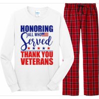 Honoring All Who Served Thank You Veterans Long Sleeve Pajama Set