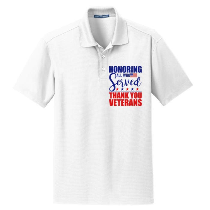 Honoring All Who Served Thank You Veterans Dry Zone Grid Polo