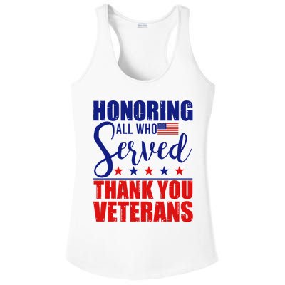 Honoring All Who Served Thank You Veterans Ladies PosiCharge Competitor Racerback Tank