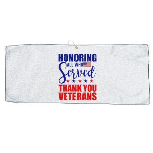 Honoring All Who Served Thank You Veterans Large Microfiber Waffle Golf Towel