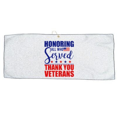 Honoring All Who Served Thank You Veterans Large Microfiber Waffle Golf Towel
