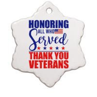 Honoring All Who Served Thank You Veterans Ceramic Star Ornament