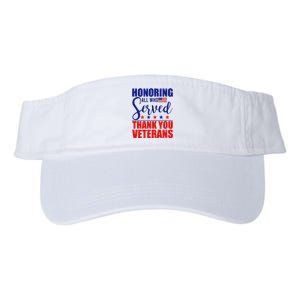 Honoring All Who Served Thank You Veterans Valucap Bio-Washed Visor