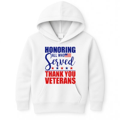 Honoring All Who Served Thank You Veterans Kids Hoodie