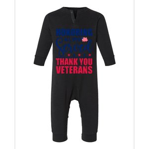 Honoring All Who Served Thank You Veterans Day American Flag Infant Fleece One Piece