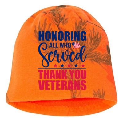 Honoring All Who Served Thank You Veterans Day American Flag Kati - Camo Knit Beanie