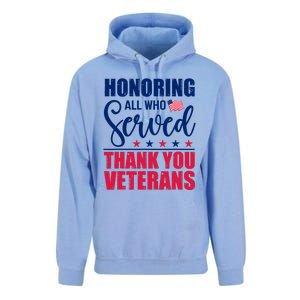 Honoring All Who Served Thank You Veterans Day American Flag Unisex Surf Hoodie