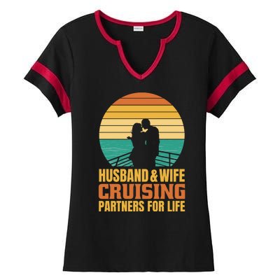 Husband And Wife Cruising Partners For Life Ladies Halftime Notch Neck Tee