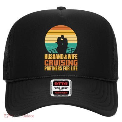 Husband And Wife Cruising Partners For Life High Crown Mesh Back Trucker Hat