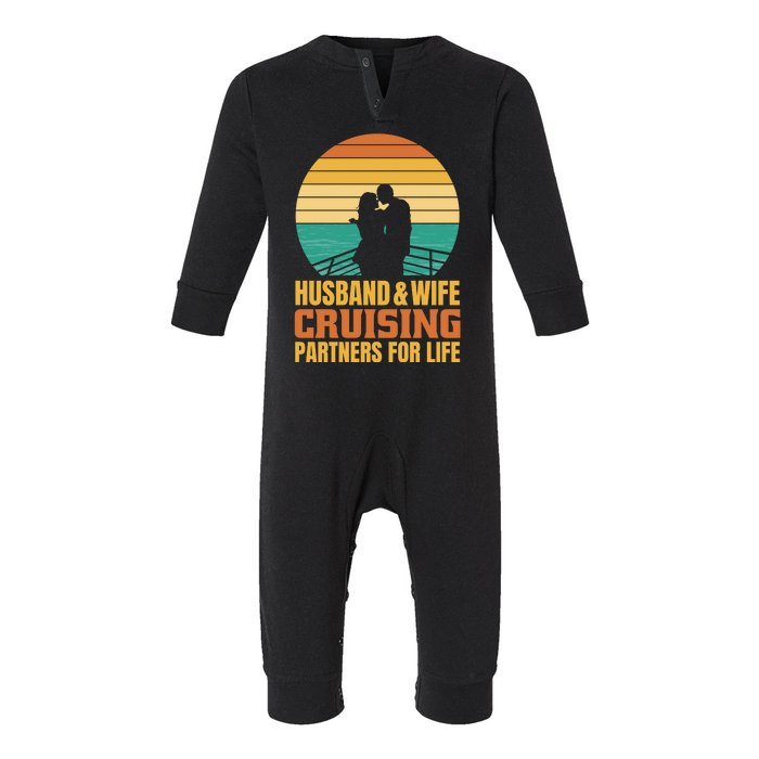 Husband And Wife Cruising Partners For Life Infant Fleece One Piece