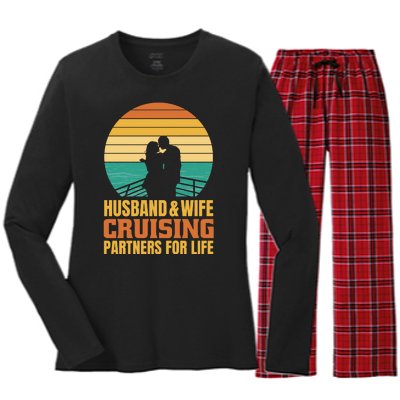 Husband And Wife Cruising Partners For Life Women's Long Sleeve Flannel Pajama Set 