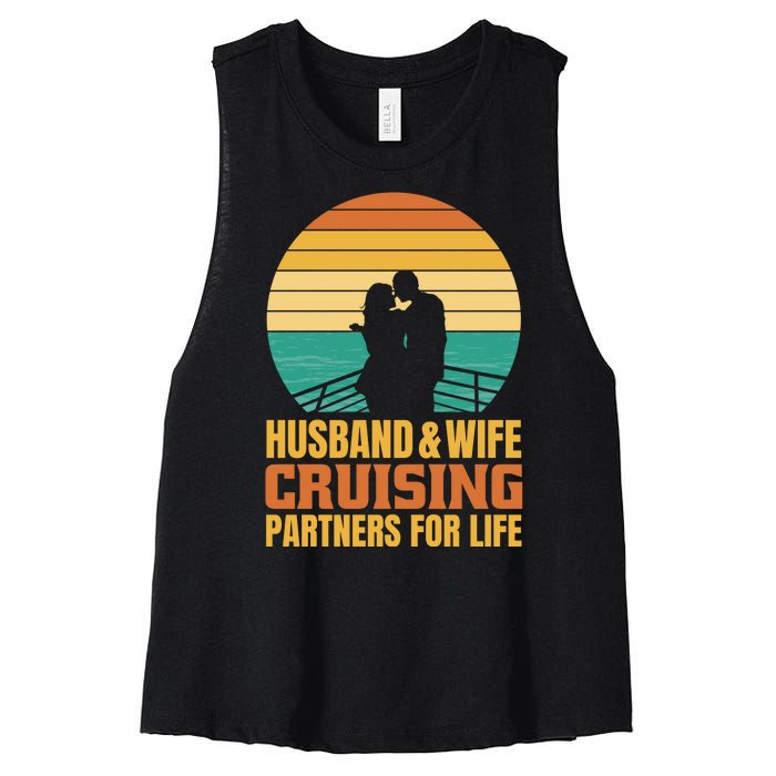 Husband And Wife Cruising Partners For Life Women's Racerback Cropped Tank