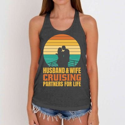 Husband And Wife Cruising Partners For Life Women's Knotted Racerback Tank