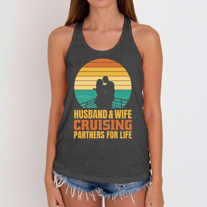 Husband And Wife Cruising Partners For Life Women's Knotted Racerback Tank