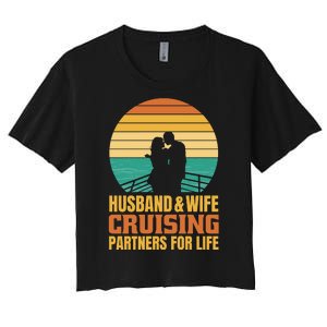 Husband And Wife Cruising Partners For Life Women's Crop Top Tee