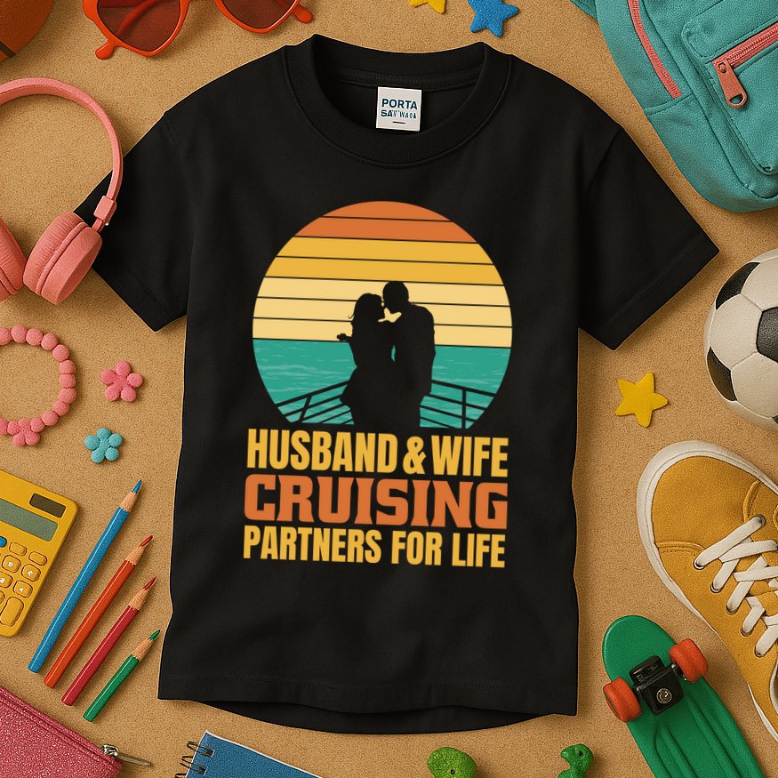 Husband And Wife Cruising Partners For Life Kids T-Shirt