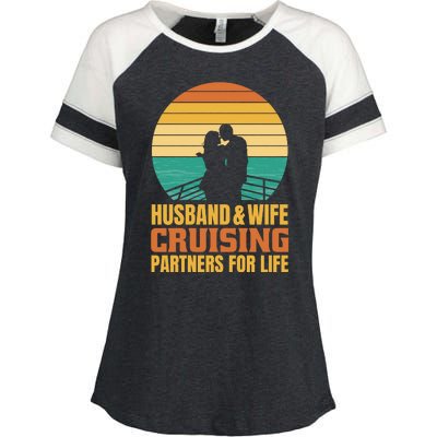 Husband And Wife Cruising Partners For Life Enza Ladies Jersey Colorblock Tee