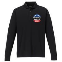 Harris And Walz 2024 Performance Long Sleeve Polo