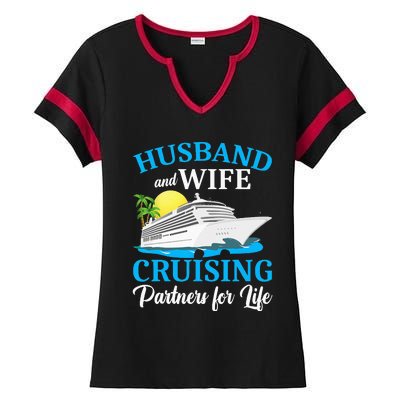 Husband And Wife Cruising Partners For Life Couple Cruise Ladies Halftime Notch Neck Tee