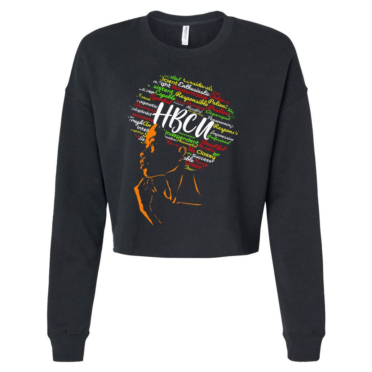 Hbcu Afro Woman Historically Black College Hbcu Cropped Pullover Crew