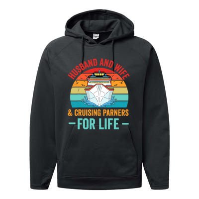 Husband and Wife Cruise Partners For Life Cruising Funny Performance Fleece Hoodie