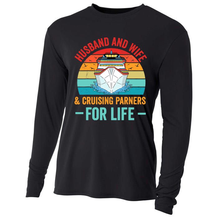 Husband and Wife Cruise Partners For Life Cruising Funny Cooling Performance Long Sleeve Crew