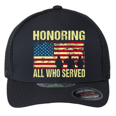 Honoring All Who Served Armed Forces Day Proud Flexfit Unipanel Trucker Cap