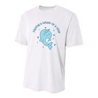 Having A Whale Of A Time Cute Kawaii Narwhal For Whale Lovers Happy Slogans Youth Performance Sprint T-Shirt