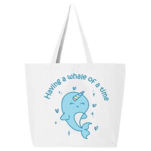 Having A Whale Of A Time Cute Kawaii Narwhal For Whale Lovers Happy Slogans 25L Jumbo Tote