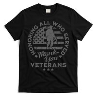 Honoring All Who Served Thank You Veterans Day American Flag T-Shirt