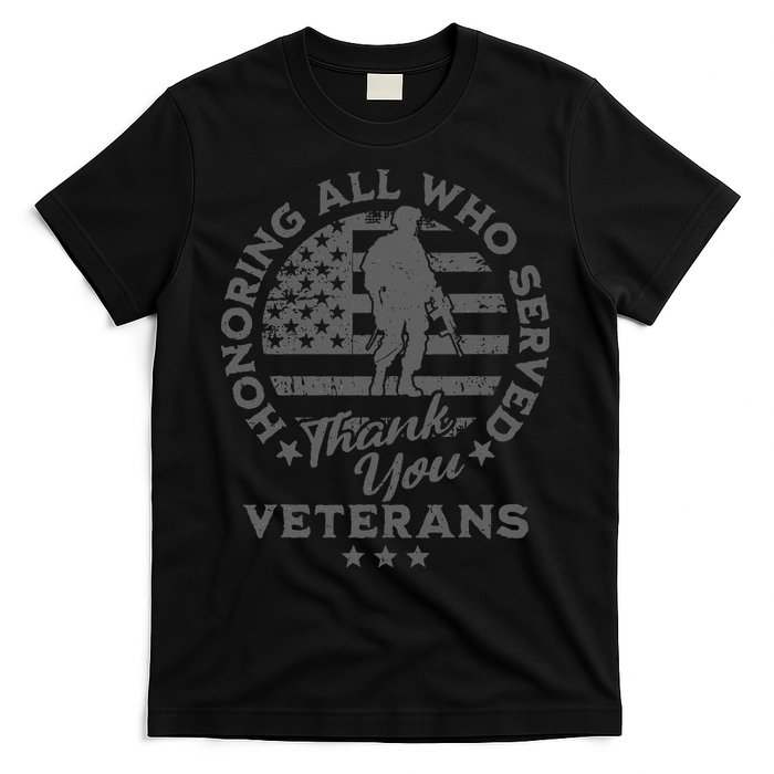 Honoring All Who Served Thank You Veterans Day American Flag T-Shirt